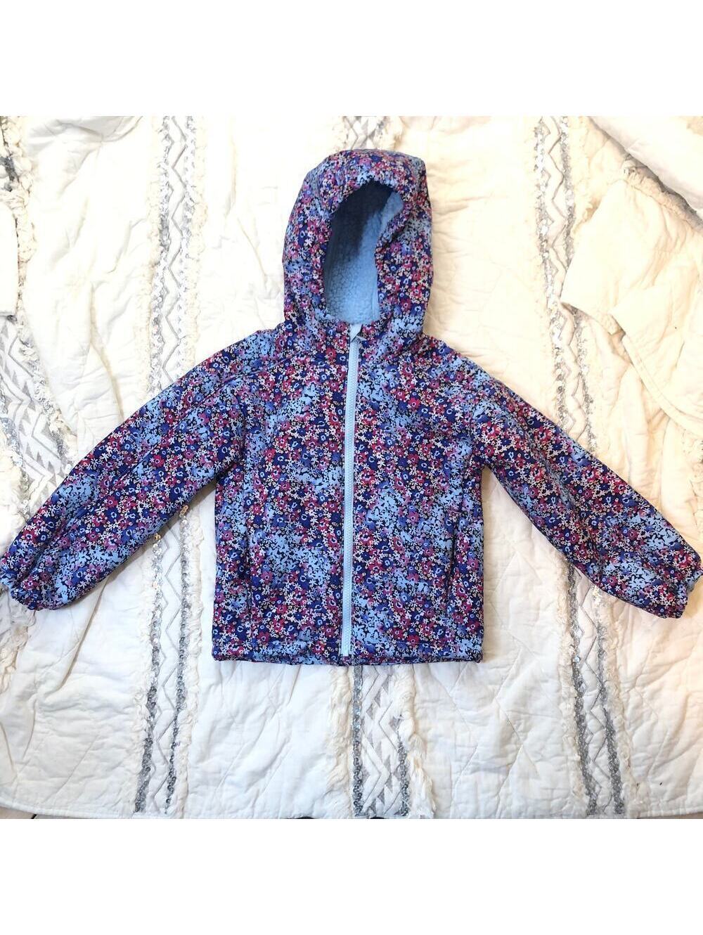 All in Motion NWT Girl's Blue Purple Floral Plush Softshell Jacket XS 4/5